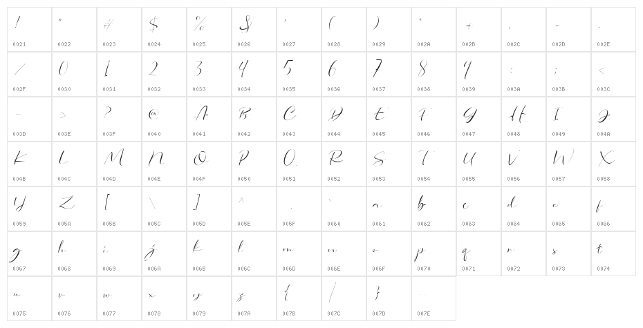 DorothyClarkScriptDEMO Character Map