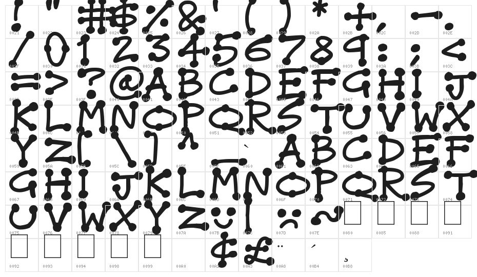 Dot Stick Doodles Character Map