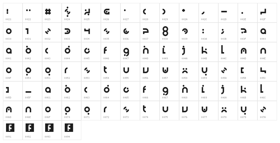 DotLirium Regular Character Map