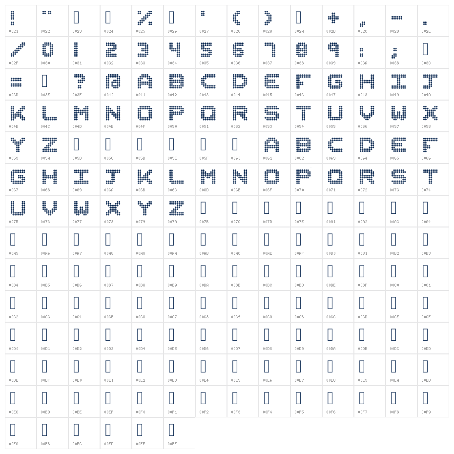 Dotfont Regular Character Map