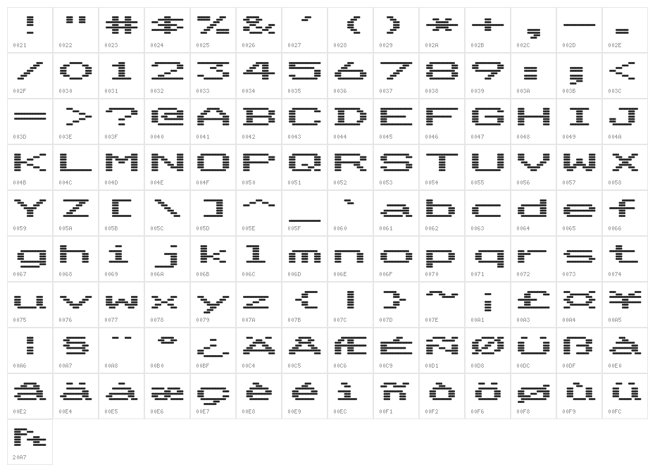 Dotrice Bold Expanded Character Map