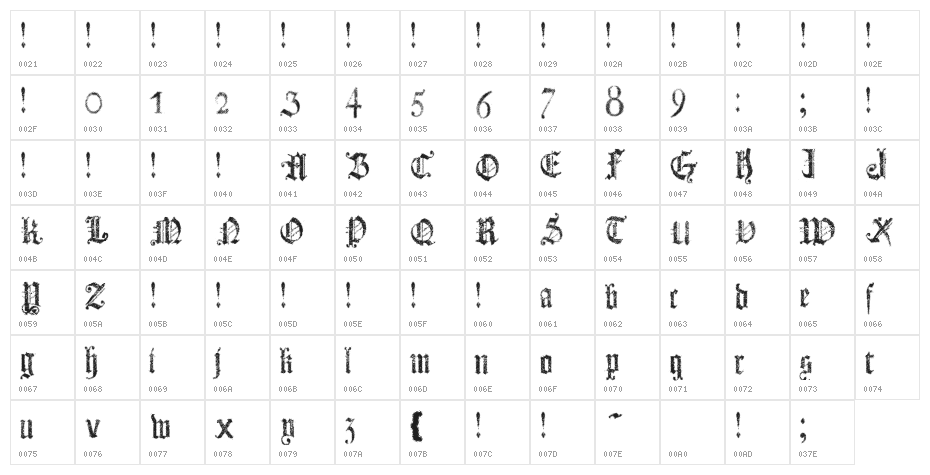 Dots Land Gotika Bold Character Map