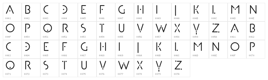 Dottera Regular Character Map