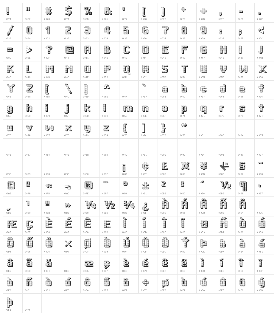 DottyShadow Character Map