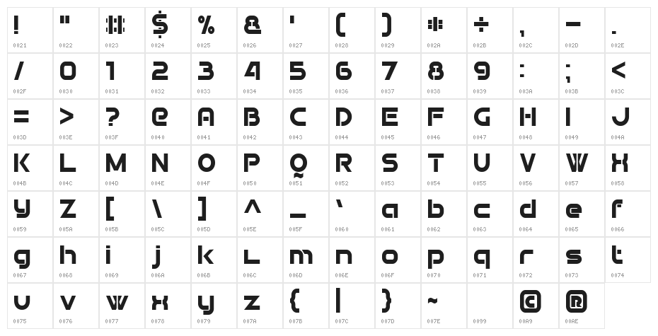Double Force 7 Character Map