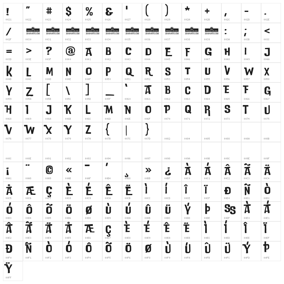 DoubleBass Trial Regular Character Map