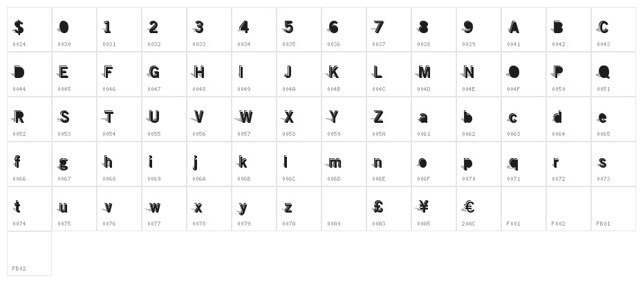 DoubleShadow Character Map