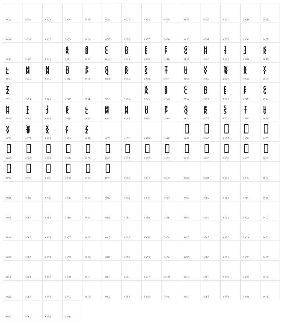 Doublextra Character Map