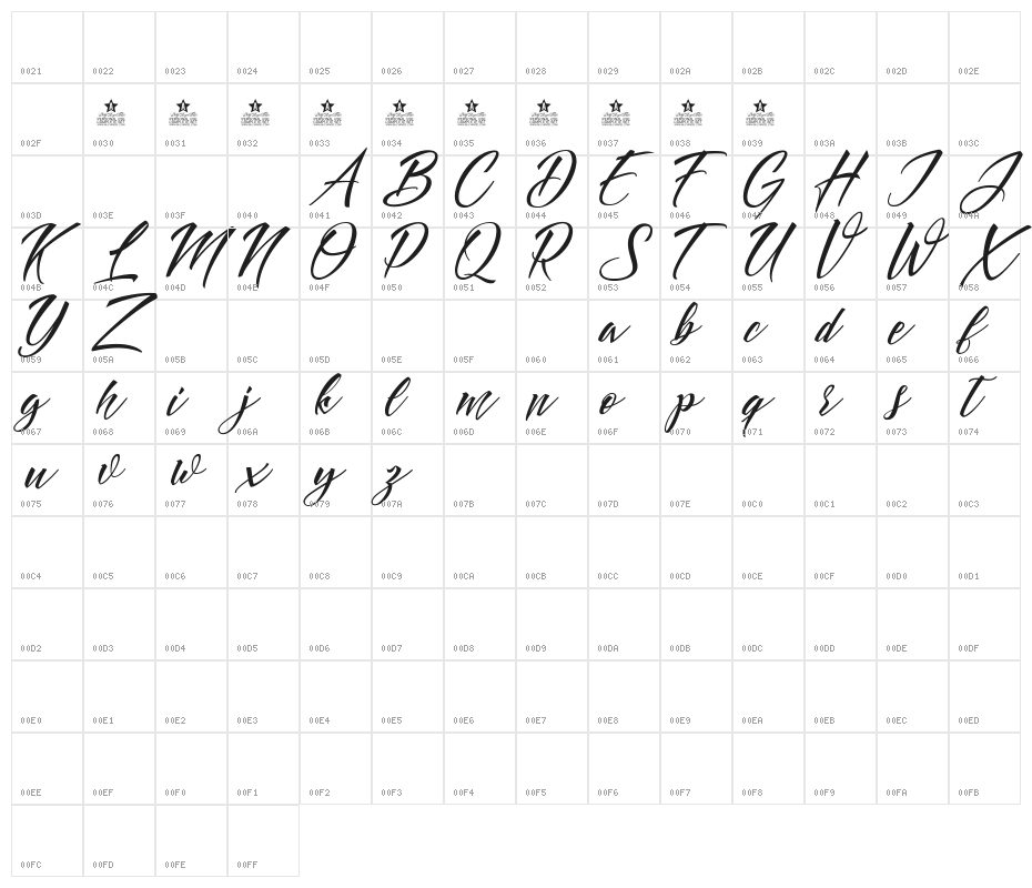 Dove of Peace Personal Use Character Map