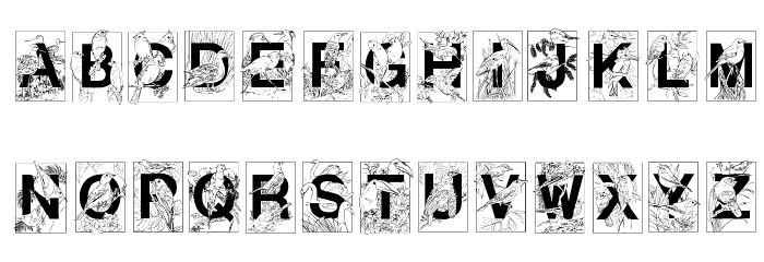 Dover Birds Filled Font LOWERCASE