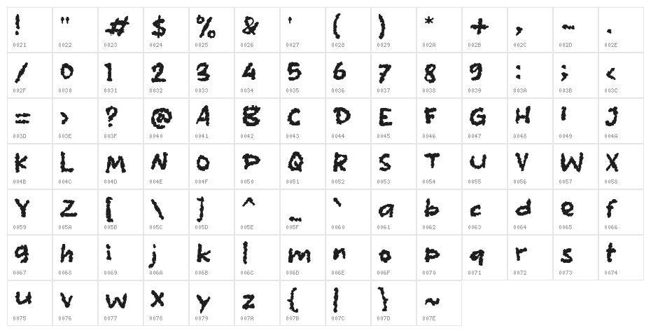 Down Cloud Character Map