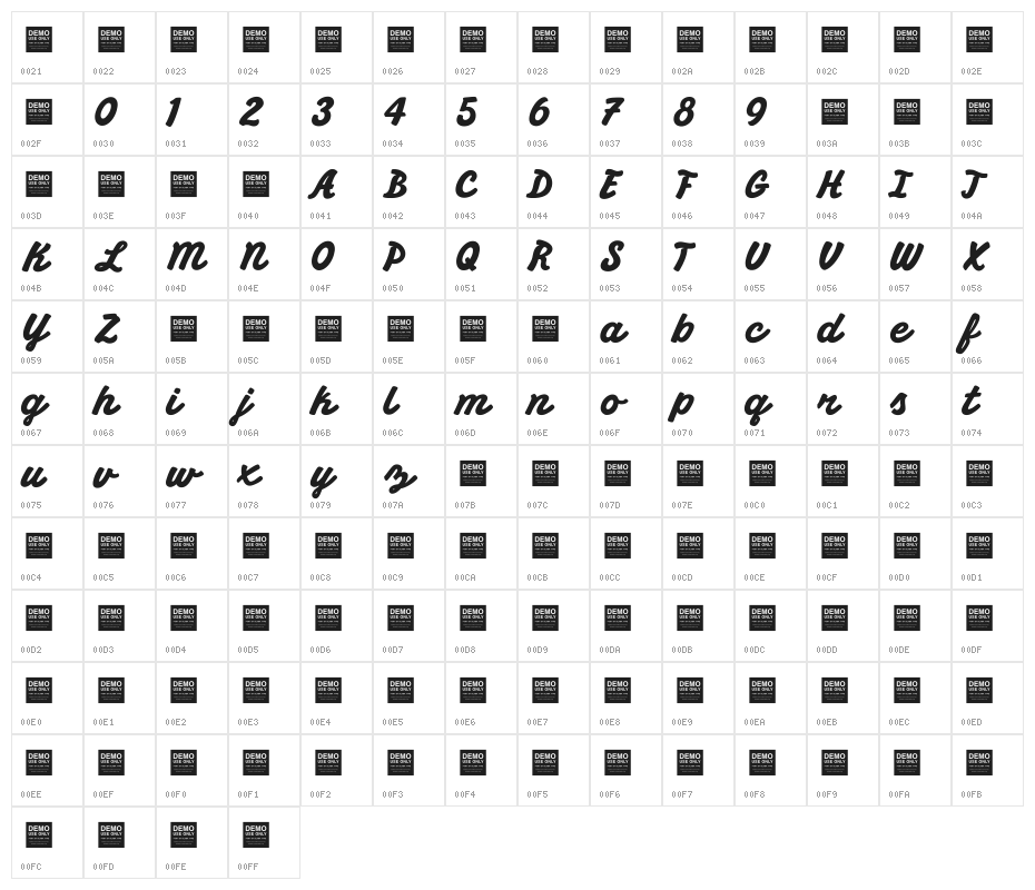 Down Town Character Map