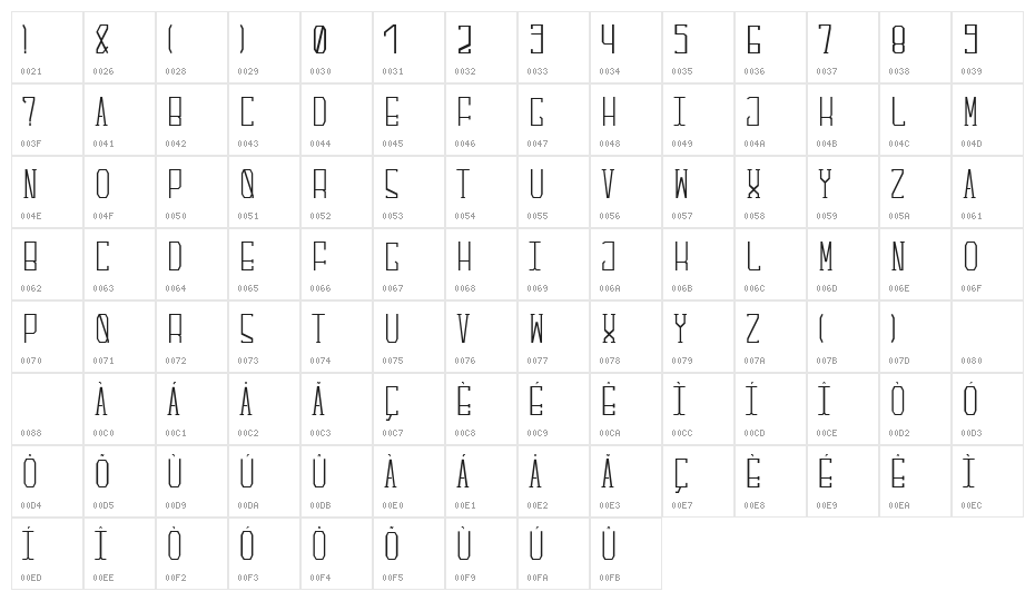 Downtown Bold Regular Character Map