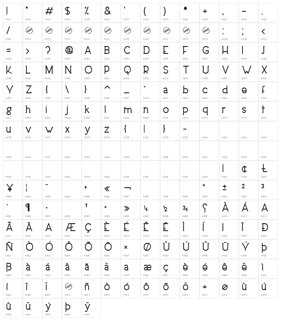 DowntownElegance-Bold Character Map