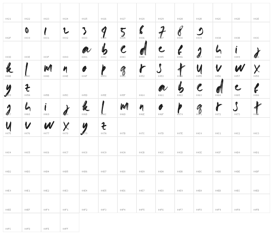 doremibrush-Regular Character Map