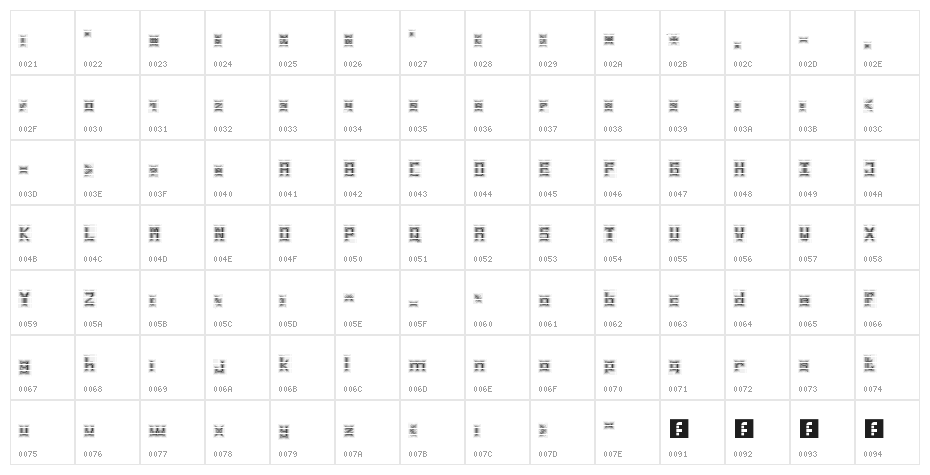 dotgrid Regular Character Map