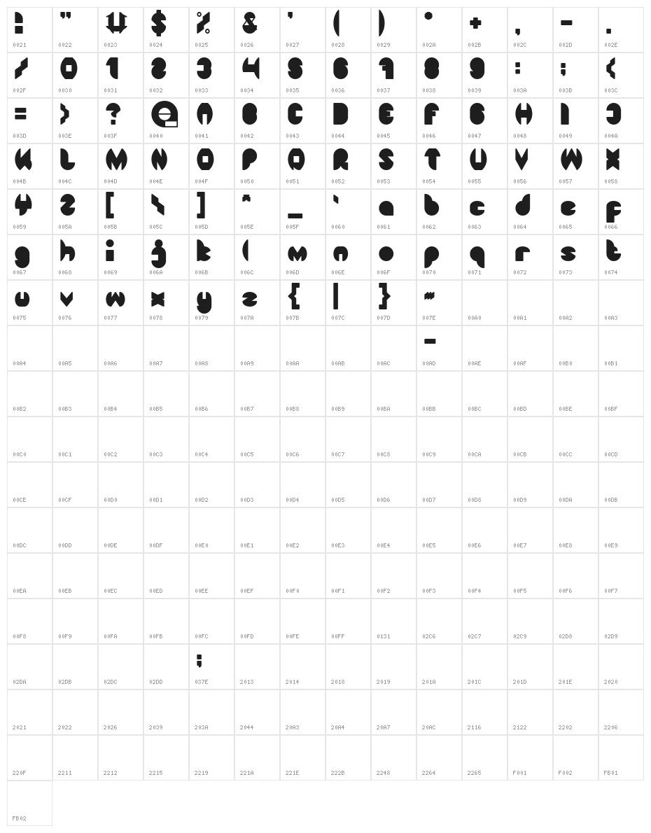 DRAGON FLY-Filled Character Map