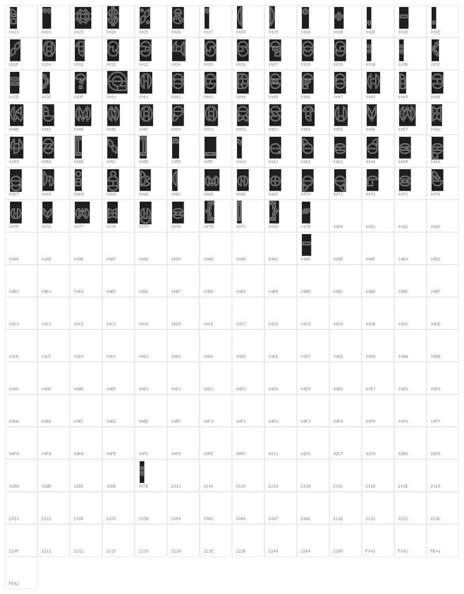 DRAGON FLY-Outlined-Hollow Character Map