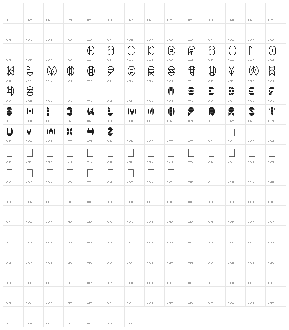 DRAGON FLY Character Map