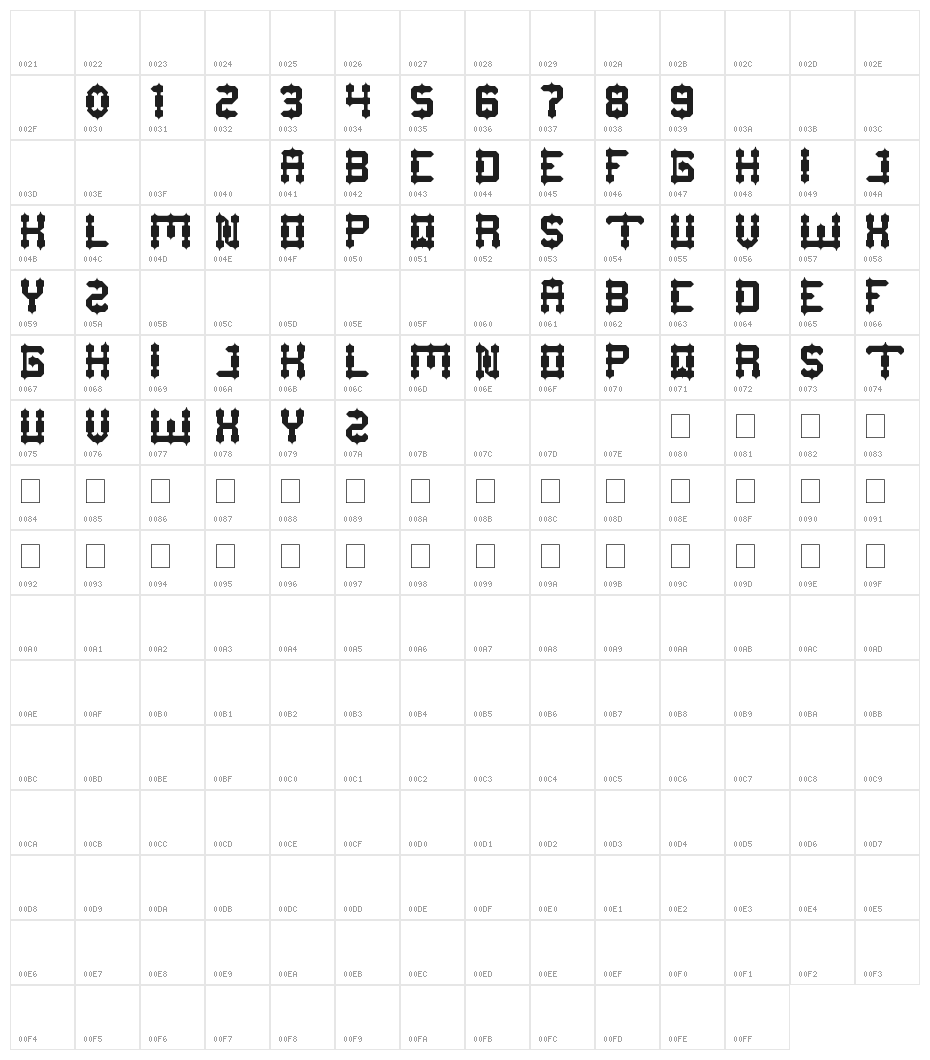 DRAKO HEART Character Map