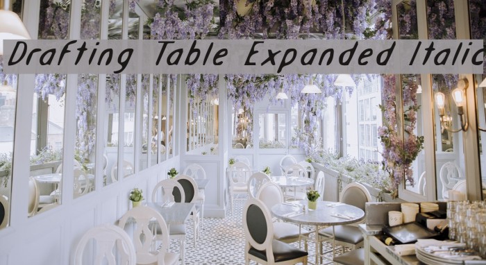 Drafting Table Expanded Italic Schriftart examples