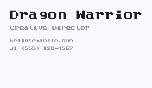 Dragon Warrior III Regular Business Card