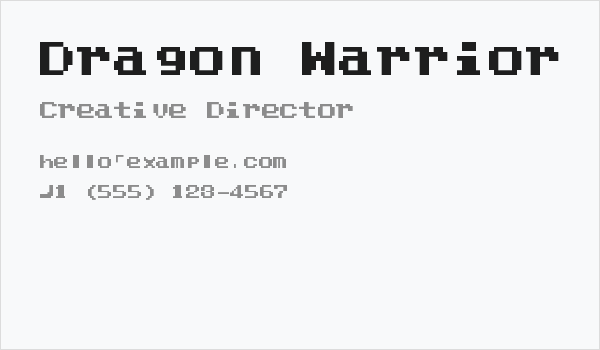 Dragon Warrior IV Regular Business Card