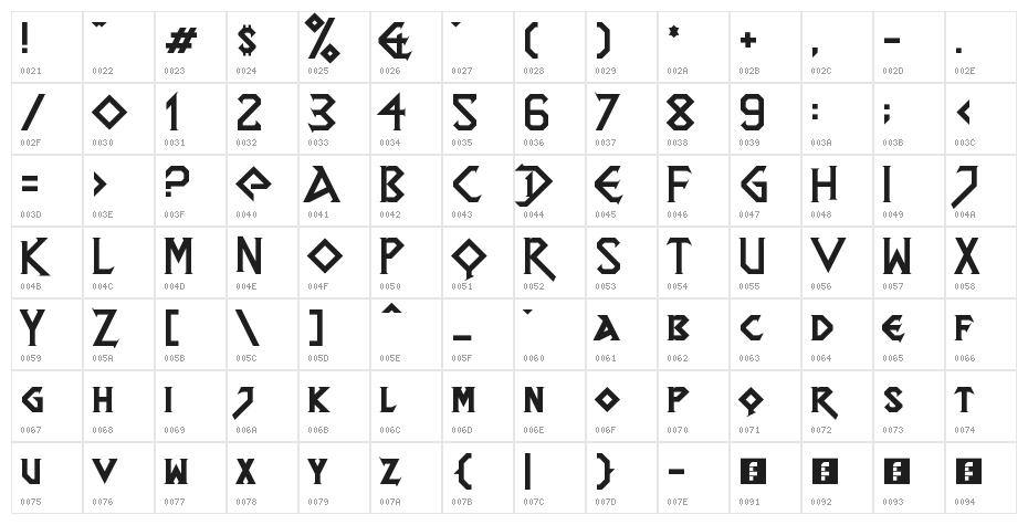 DragonSlapper Regular Character Map