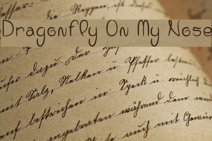 Dragonfly On My Nose Font examples