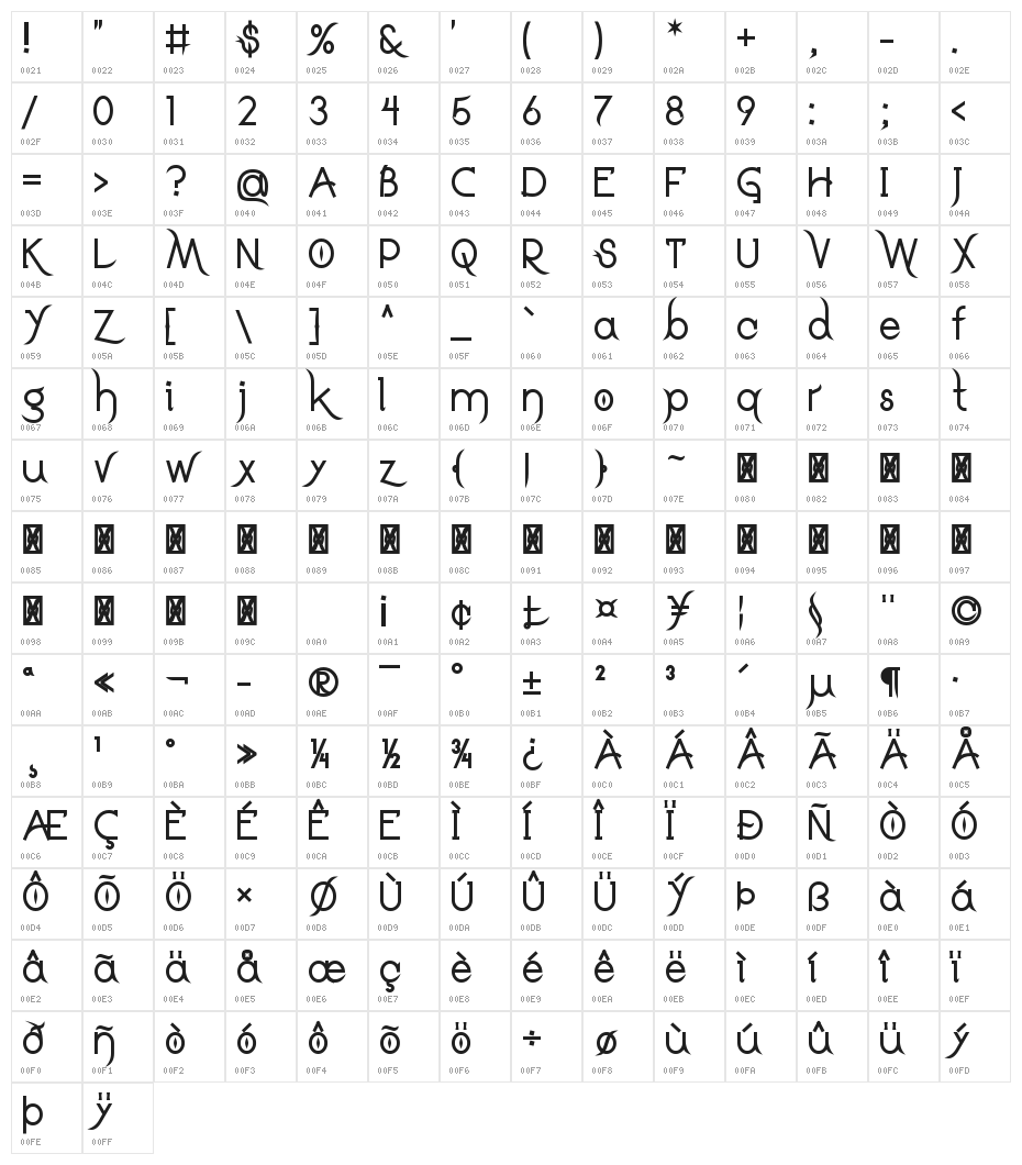 DrakoheartLeiendBold Character Map