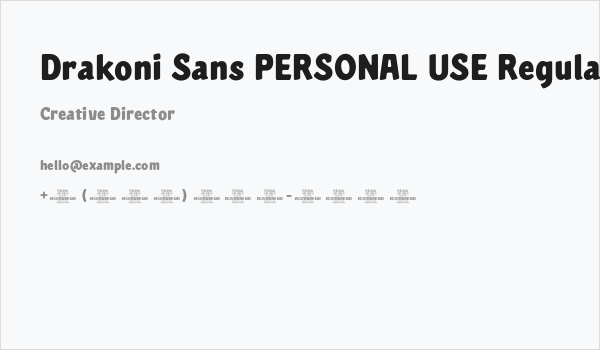 Drakoni Sans PERSONAL USE Regular Business Card