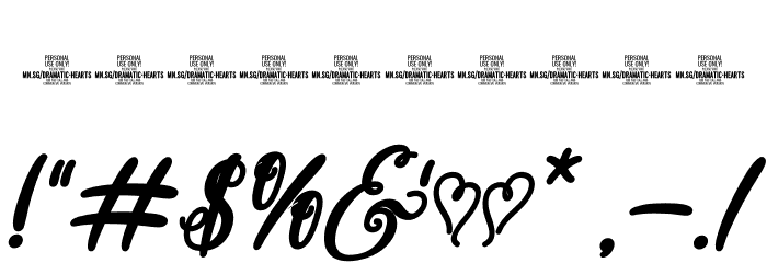 Dramatic Hearts Bold Italic PERSONAL Bold Italic Font OTHER CHARS