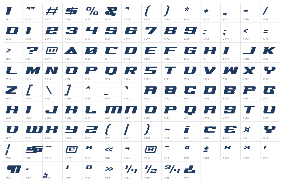 Drason Demo Regular Character Map