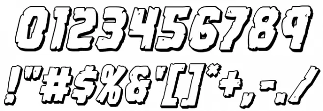 Dread Ringer 3D Italic Font OTHER CHARS
