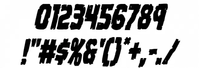 Dread Ringer Condensed Italic Font OTHER CHARS