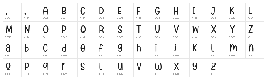 Dream Baser Regular Character Map