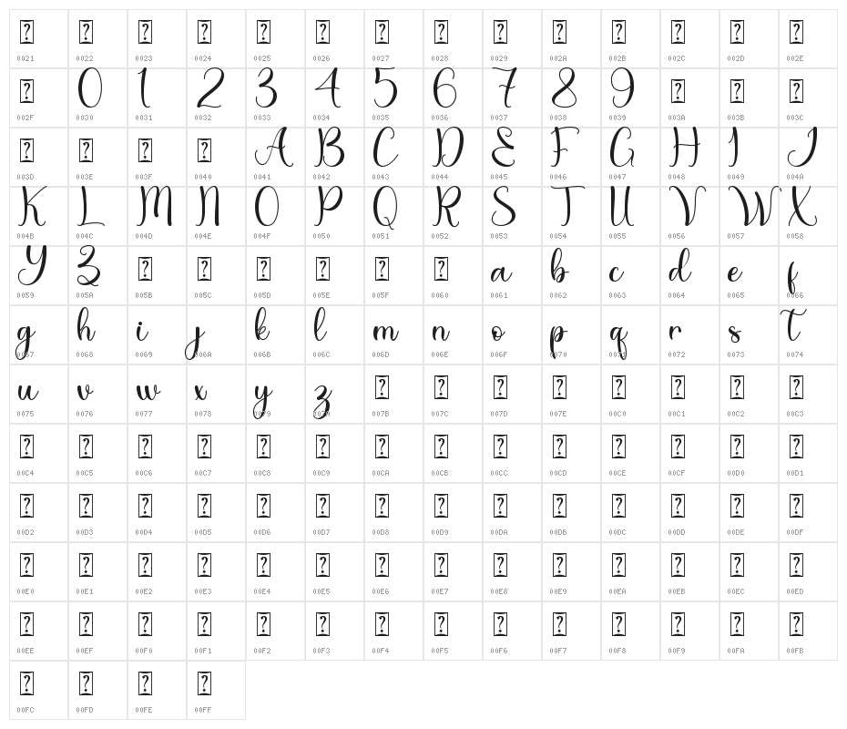 Dream Christmas - Personal Use Character Map