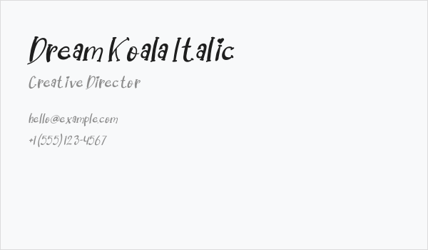 Dream Koala Italic Business Card