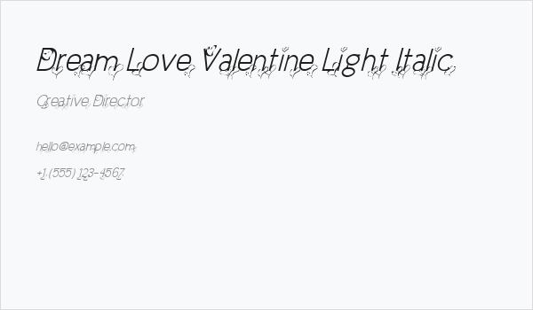 Dream Love Valentine Light Italic Business Card