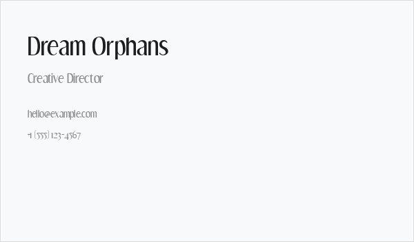 Dream Orphans Business Card