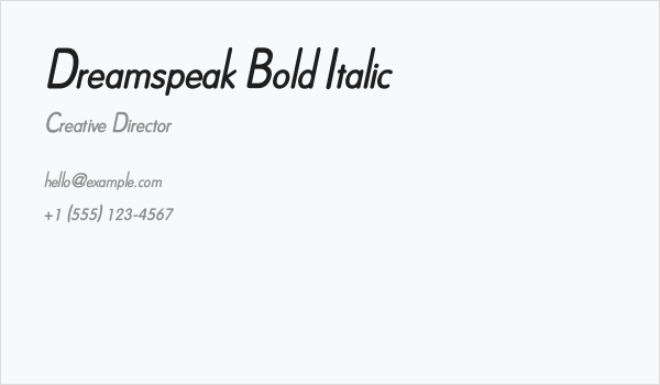 Dreamspeak Bold Italic Business Card