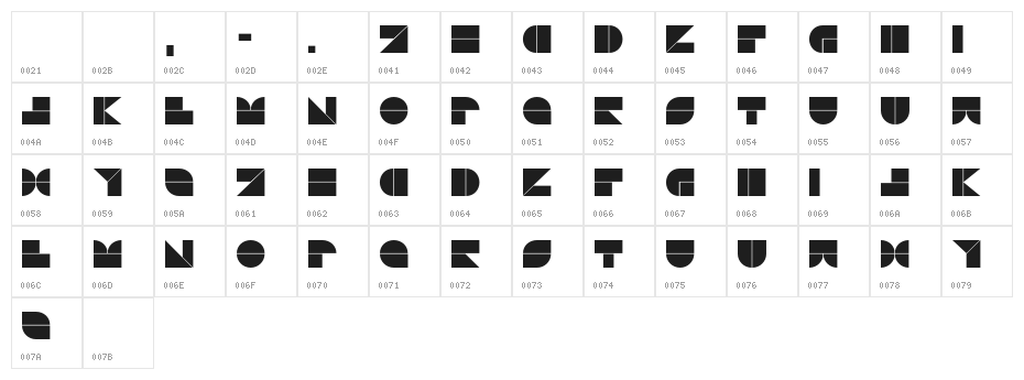 Drebiek Expanded Black Character Map