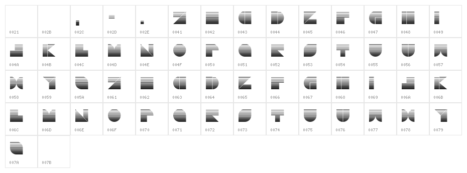 DrebiekExpandedStripes Character Map