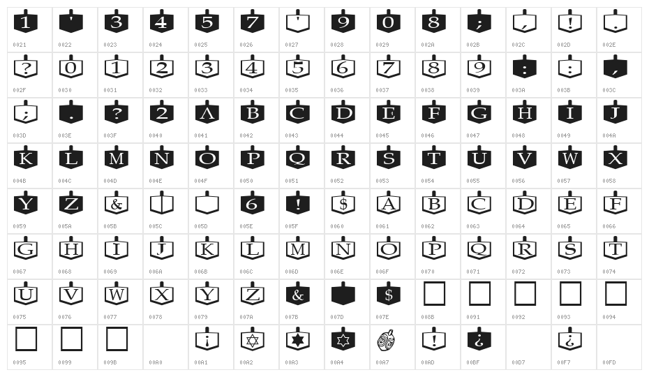 Dreidels Regular Character Map