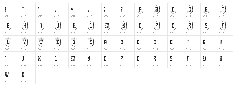 Dreidl Character Map