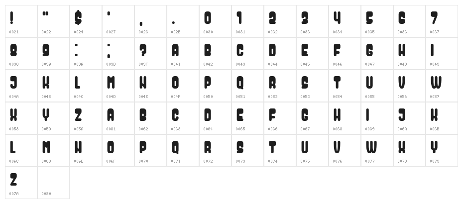 Dressed Book Regular Character Map