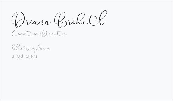 Driana Brideth Business Card