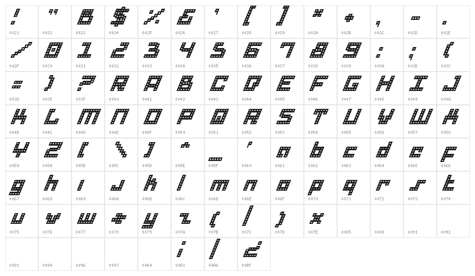Drid Herder Italic Character Map