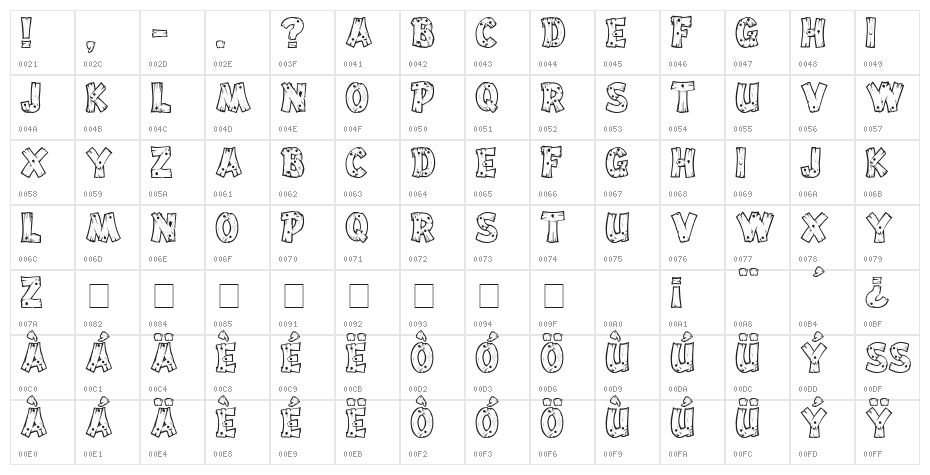 Drift Wood Character Map