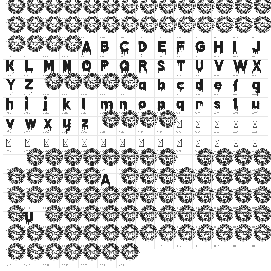 Dripped Ink Demo Character Map